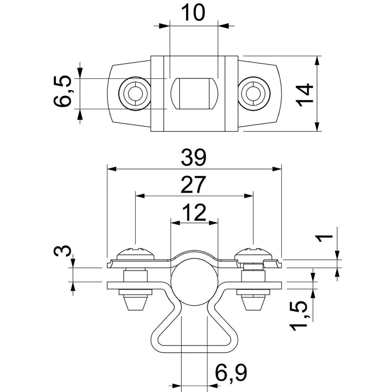 OBO Bettermann - Befestigungsschelle für Kabel/Rohre Abstandschelle ASL 733 12 A2 mit Langloch 10-12mm − 25 Stück