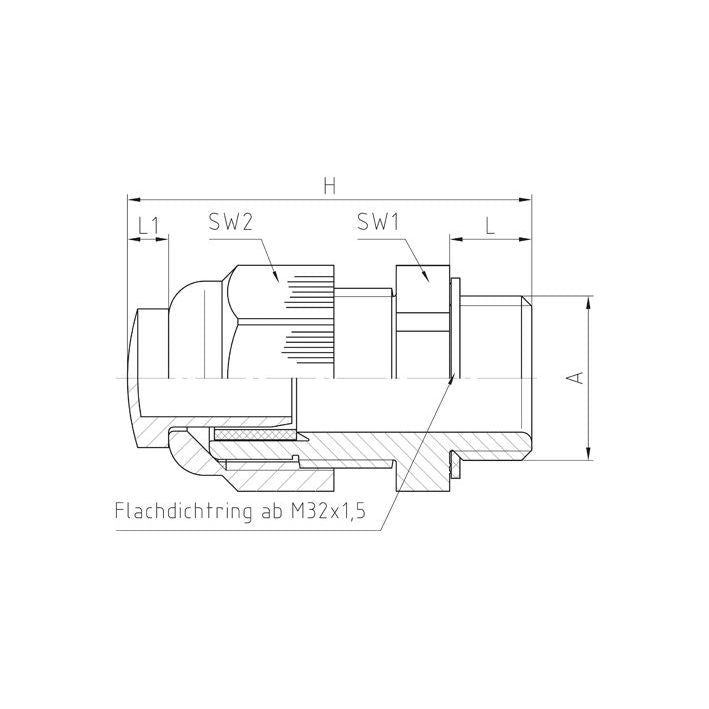 Jacob - Kabelverschraubung PERFECT Kabelverschraubung 50.650PA7035/V M 50X1,5 − 5 Stück