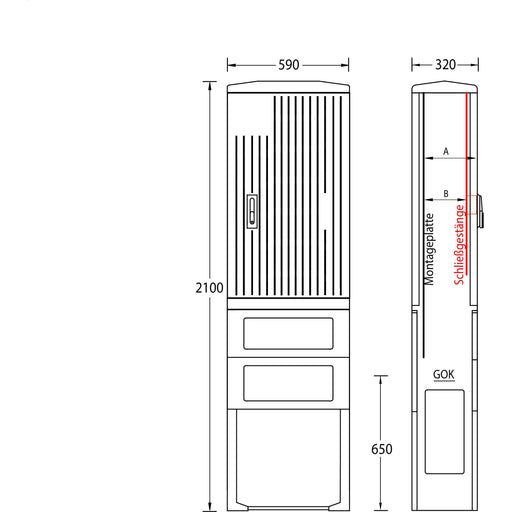 uesa - Gehäuse/Schaltschrank (leer) Säule A070-M-2100 2100x590x320mm
