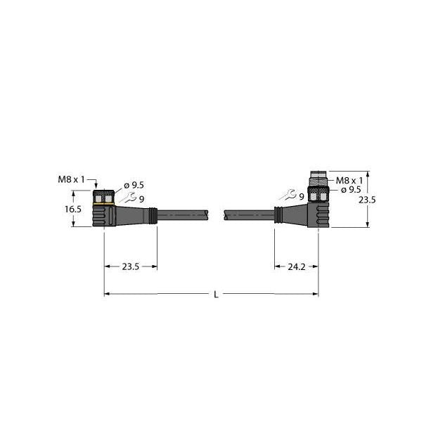 Turck - Konfektioniertes Sensor-Aktor-Kabel Aktuator- u. Sensorleitung PKW4M-2-PSW4M/TXL PUR