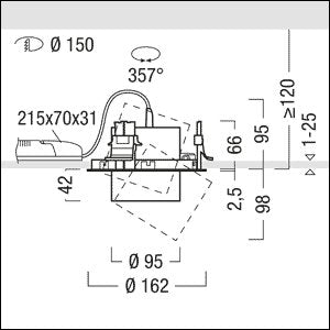 Zumtobel Group - Downlight/Strahler/Flutlicht LED-Einbaustrahler V2-R S1200 #60716744 927-65