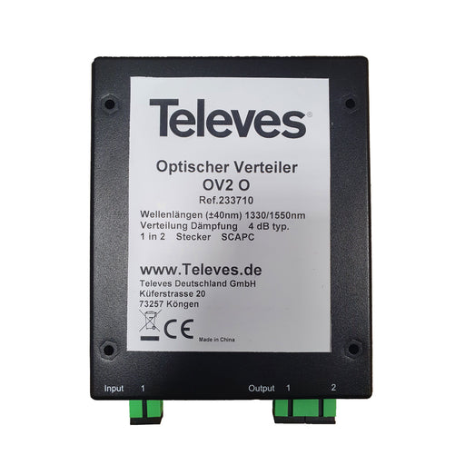 Televes - Abzweiger und Verteiler Optischer 2fach Verteiler OV2O 4dB, SC/APC