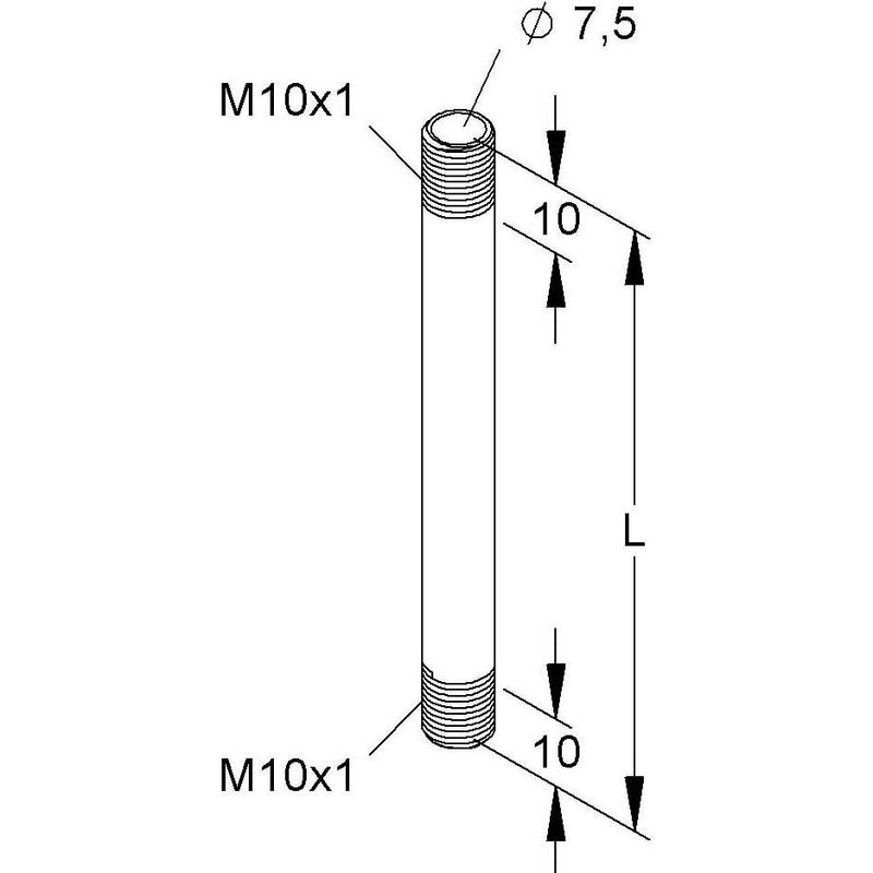 HKL - Gewindestange Gewindestutzen 184/100 M10x1 − 100 Stück