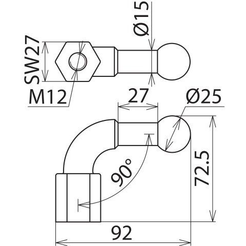 DEHN - Festpunkt für EuK-Vorrichtung Kugelfestpunkt KFP 25 W90 M12 D25mm 90Gr. abgew