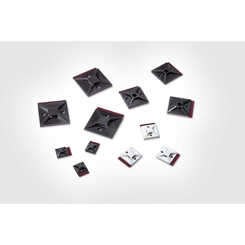 HellermannTyton - Befestigungssockel und -element für Kabelbinder Klebesockel MB3APT-A-PA66-BK 19x19mm sw − 100 Stück