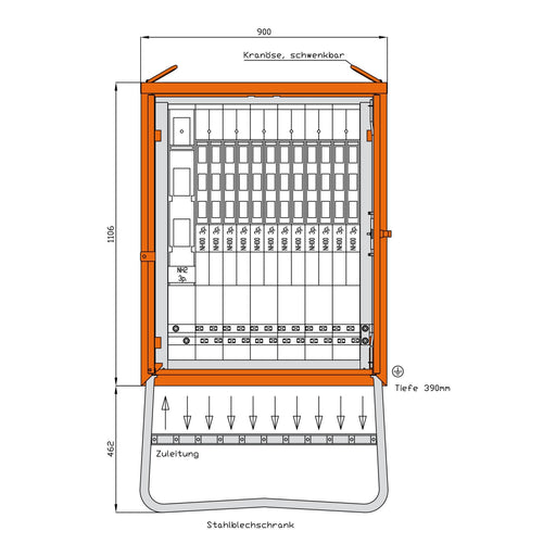 Walther Werke - Baustromverteiler Gruppenverteilerschrank WGV0086 277kVA,12 NH-Abgänge