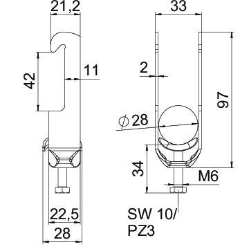 OBO Bettermann - Bügelschelle BS-W1-M-28 A2 22-28mm − 25 Stück