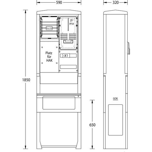 uesa - Zähler-Komplettschrank Zähleranschlusssäule ZAS-S-1-EnBW