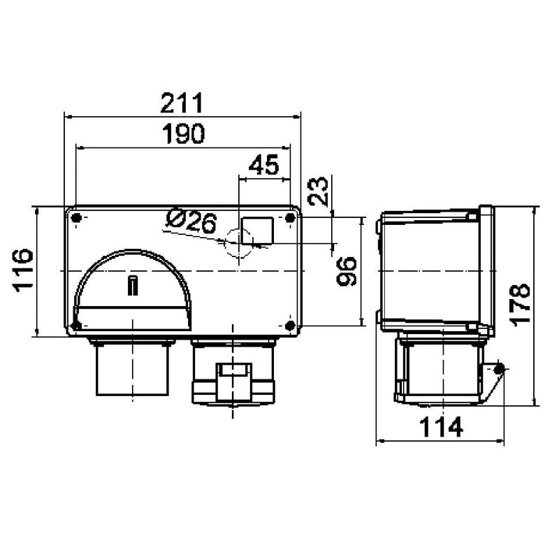 Bals Elektrotech - CEE-Steckdosen-Kombination (IEC 60309) E-V-E Gehäuse 592