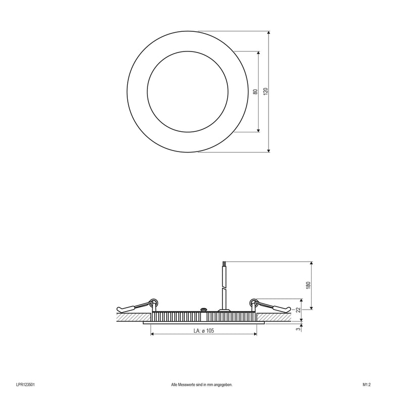EVN Lichttechnik - Decken-/Wandleuchte LED Einbau Panel LPR 123 501 9W 350mA 4000K