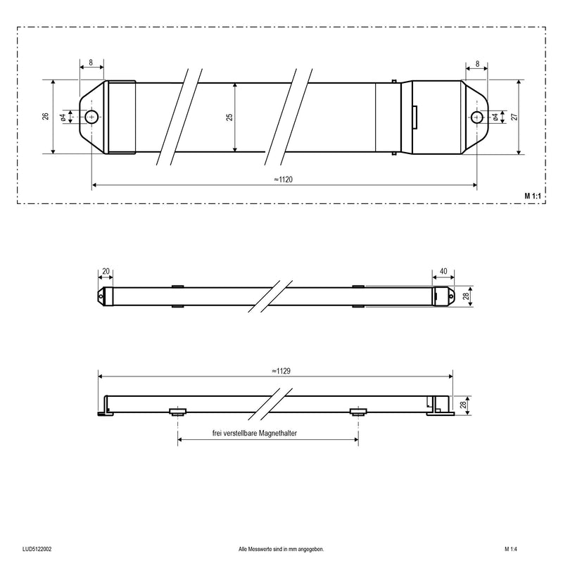 EVN Lichttechnik - Decken-/Wandleuchte LED-Sanierungseinsatz LUD5122002 für T5, 1,2m, DALI