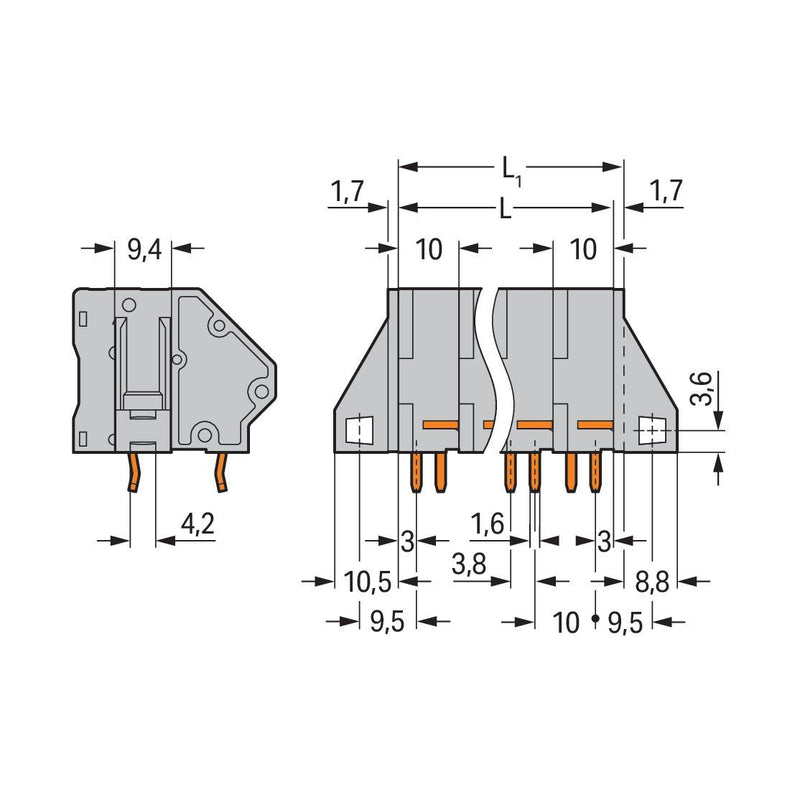 WAGO - Leiterplattenklemme 745-503/006-000 16mm² − 32 Stück