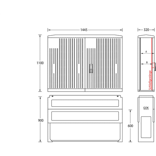 uesa - Gehäuse/Schaltschrank (leer) Normschrank IP44 A130-1100 1100x1445x320mm