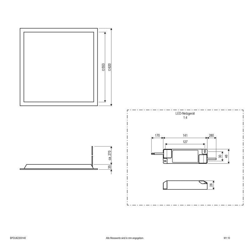 EVN Lichttechnik - Decken-/Wandleuchte LED Panel M625 BPDU62300140 4000K DALI
