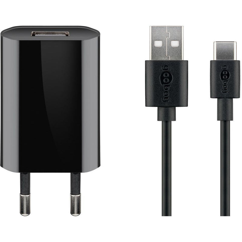 Goobay - Universal-Ladegerät USB-C-Ladeset 45293 1m,100/240V,sw