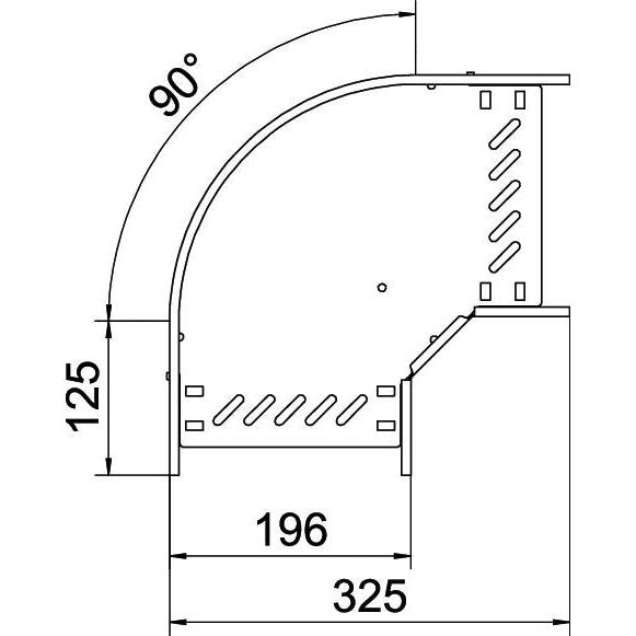 OBO Bettermann - Bogen für Kabelrinne Bogen 90 Grad RB 90 120 A2 110x200, rostfrei