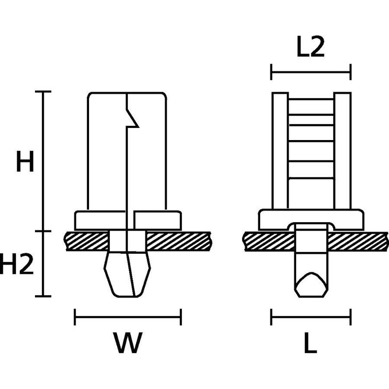 HellermannTyton - Befestigungssockel und -element für Kabelbinder Keilsockel TY5K4 PA66HS NA 100 14x22mm − 100 Stück