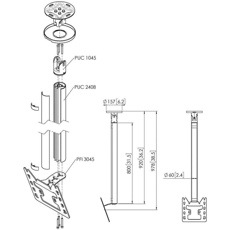 Vogels - Halterung für Audio-/Videosysteme Einzelprofil VESA 200x200 CT240822 si Connect-It,80cm