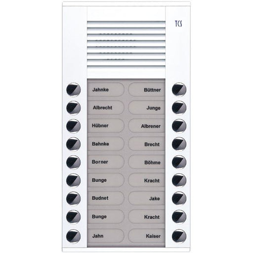 TCS Tür Control - Türstation für Türkommunikation Audioaußenstation 2-reihig PES18-WS/04 18 Tasten AP weiß