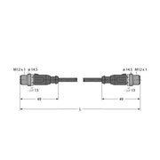 Turck - Rundsteckverbinder, feldkonfektionierbar (Industriesteckverbinder) Verbindungsleitung RSSD-RSSD-4416-2M