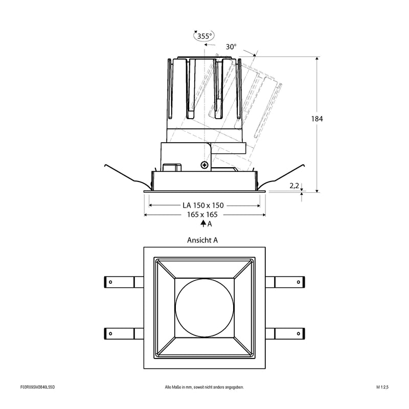EVN Lichttechnik - Downlight/Strahler/Flutlicht LED-Einbauleuchte modular F03R09SM3840L55D Konfigurationstype