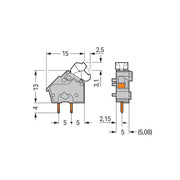 WAGO - Leiterplattenklemme Anreihbare Leiterplattenk. 256-844 Drücker,2,5mm²,bl − 100 Stück