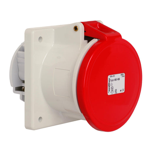 Walther Werke - CEE-Anbausteckdose (IEC 60309) Anbaudose gerade 63A 460406 4P 400V 6h IP44