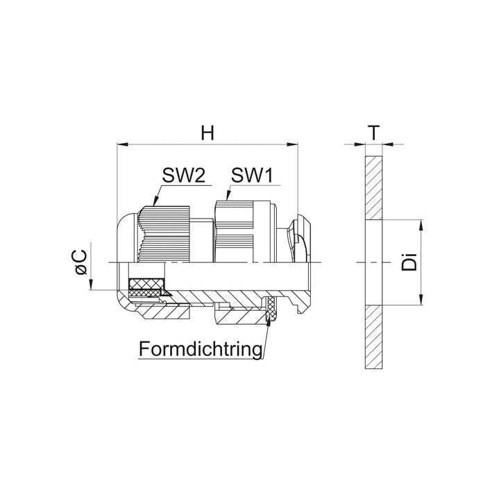 Jacob - Kabelverschraubung K344-1016-00 RAL7035 − 100 Stück