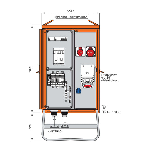 Walther Werke - Baustromverteiler Verteilerschrank WV0445R1 87kVA