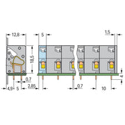 WAGO - Leiterplattenklemme 741-505 Drücker,2,5 mm²,grau − 25 Stück
