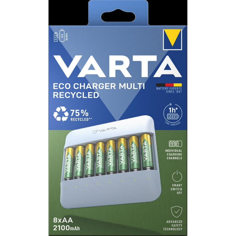 Varta Cons.Varta - Universal-Ladegerät VARTA Eco Charger Multi Recycled 2100m 8x AA 56816