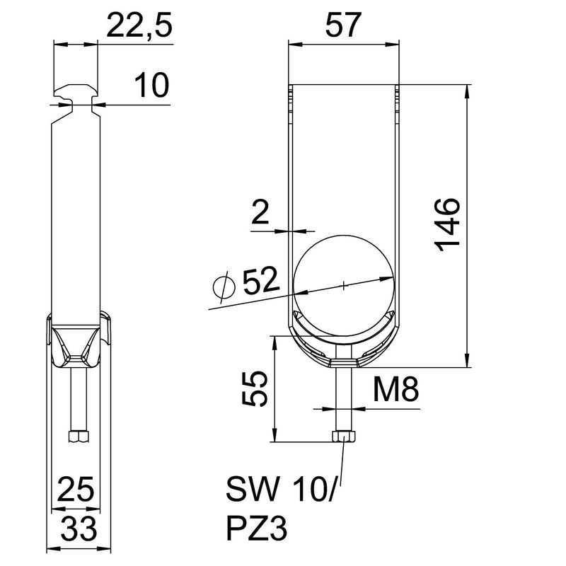 OBO Bettermann - Bügelschelle BS-H2-M-52 FT 2-fach − 50 Stück