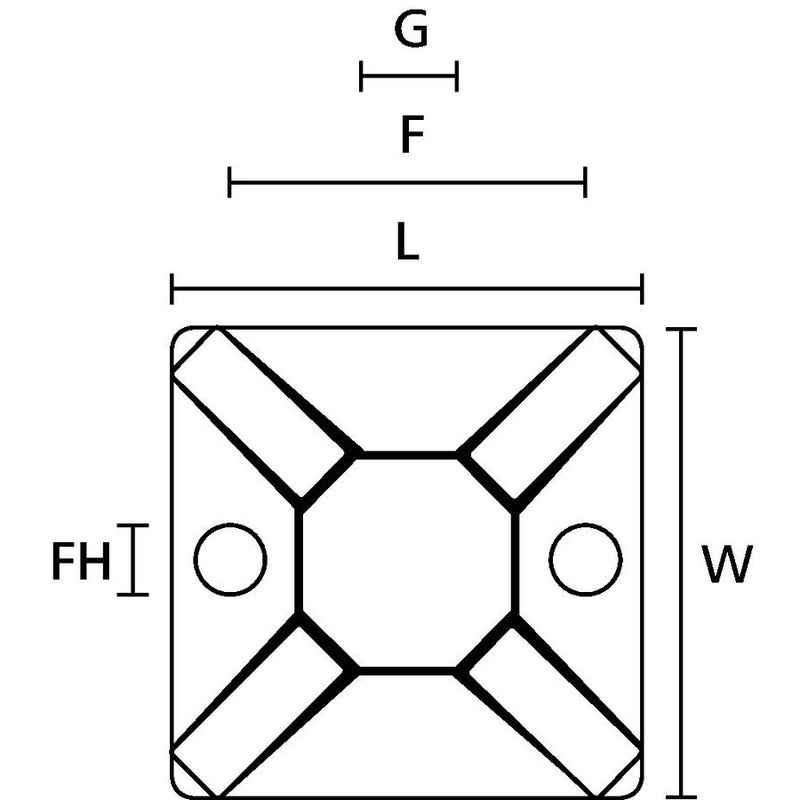 HellermannTyton - Befestigungssockel und -element für Kabelbinder Befestigungssockel MB2A-151-01800 Schwarz 50 ST ME − 100 Stück