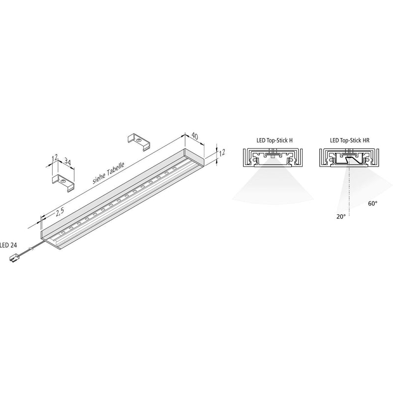 Hera - Decken-/Wandleuchte LED Top-Stick H 61001420202 610mm ww