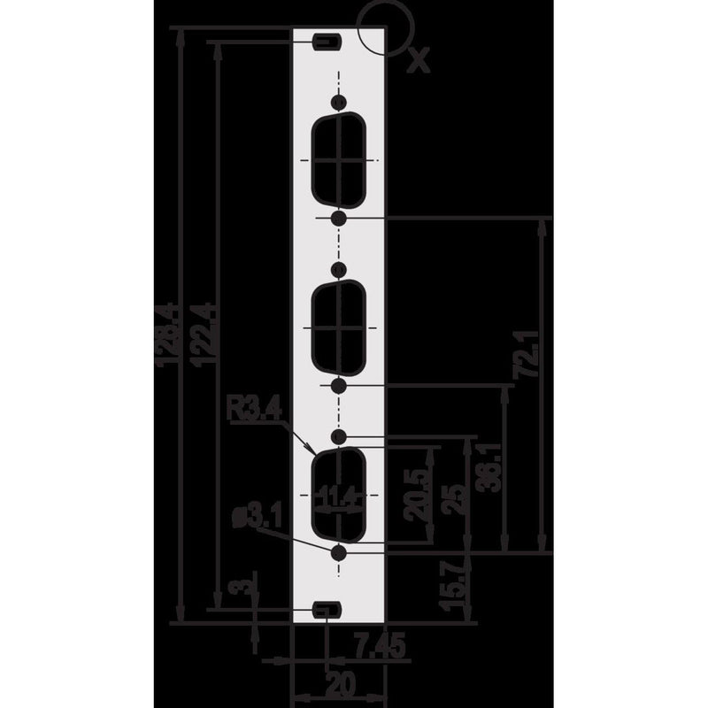 Schroff - Frontplatte (Schaltschrank) Teilfrontplatte 30118347 3HE, 4TE