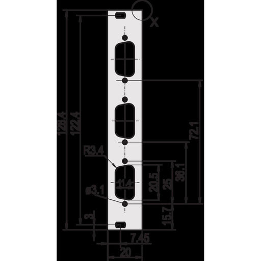 Schroff - Frontplatte (Schaltschrank) Teilfrontplatte 30118347 3HE, 4TE