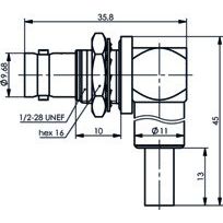 Telegärtner - Koax-Steckverbinder BNC-Kabelwinkeleinbaub. 100023373 50 Ohm RG58C/U(G1) − 5 Stück
