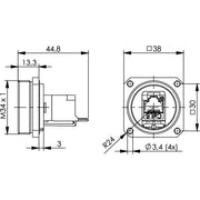 Telegärtner - Modularer Steckverbinder TOC Flanschset IP68 Cat.6A 100007381 AMJ-Kupplung K
