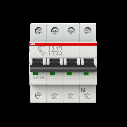 ABB Stotz S&J - Leitungsschutzschalter Sicherungsautomat S203-C3NA 6 kA, 3 A, 3P+NA