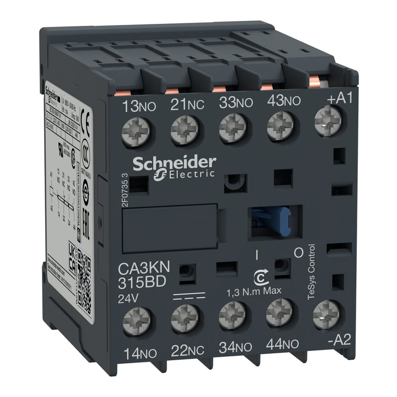Schneider Electric - Hilfsschütz, Relais Hilfsschütz CA3KN315BD 3S, 1Ö, 24V DC
