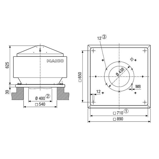 Maico - Ventilator für Dacheinbau Radial-Dachventilator MDR 40 EC mit EC-Motor
