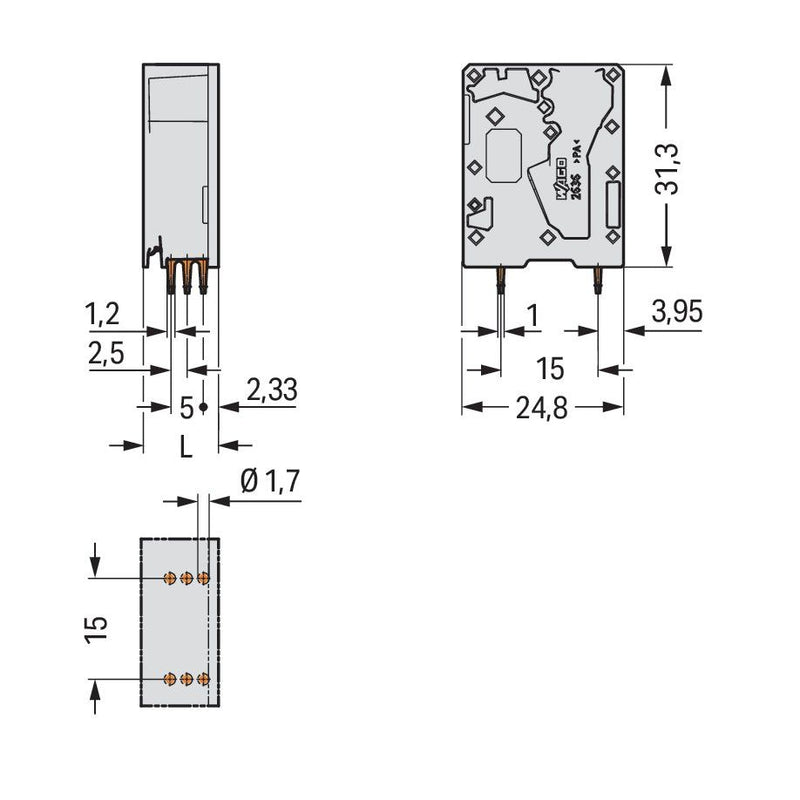 WAGO - Leiterplattenklemme 2636-3101/000-050 16mm² − 100 Stück