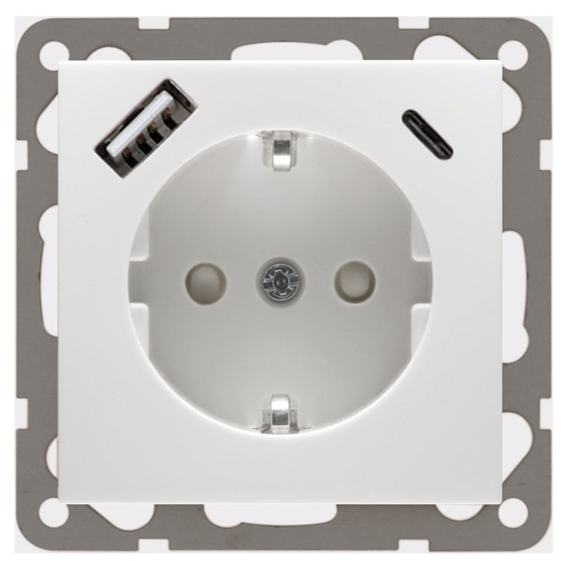 Peha - Elektronik-Gerät für Installationsschalterprogramme Steckdose mit USB D 11.6511.70 SIUSBCA Ladegerät alu − 100 Stück
