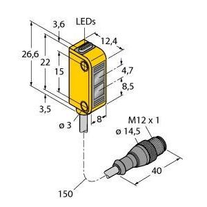 Turck - Lichttaster mit Hintergrundausblendung Opto Sensor Q12AB6FF30Q5 Lichttaster
