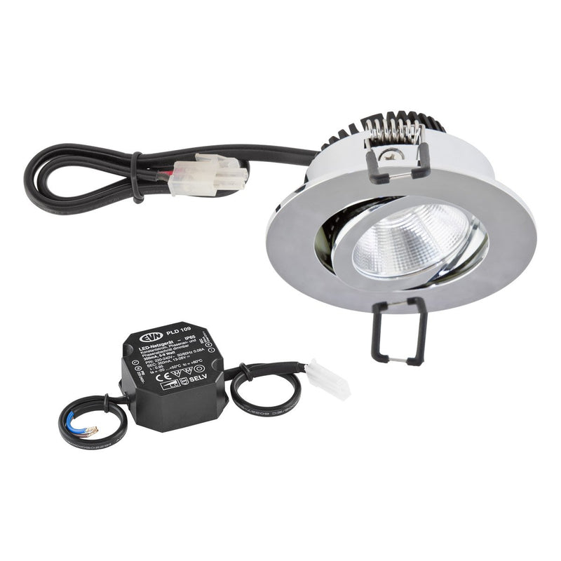 EVN Lichttechnik - Downlight/Strahler/Flutlicht LED-Deckeneinbauleuchte PC20N91140 chr 4000K 230V IP20
