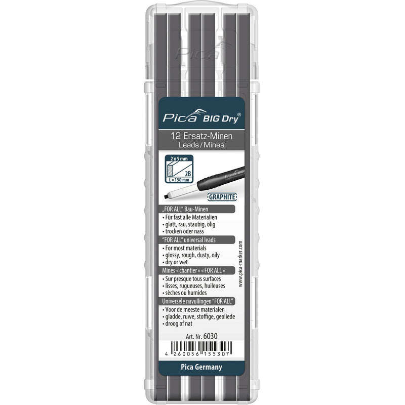 Pica-Marker - Markierungsstift BIG DRY Ersatzminen-Set 6030 (VE12) FOR ALL graphit