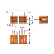WAGO - Leiterplattensteckverbinder THT-Stiftleiste Lötstift 734-238 1,0x1,0,gerade,or − 100 Stück