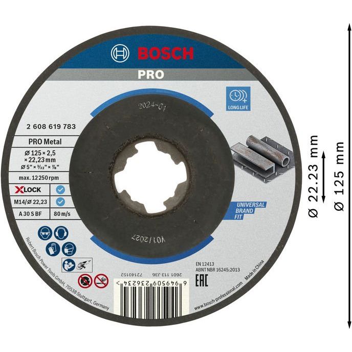 Bosch - Trenn-/Schleifscheibe PRO Metal X-Lock 2608619783 Trennscheibe 125 x