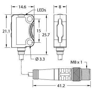 Turck - Lichttaster mit Hintergrundausblendung Reflexionslichttaster VS8APFF30BQ3