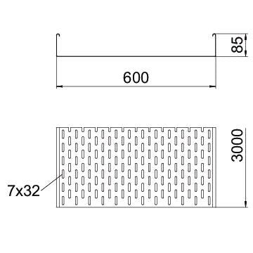 OBO Bettermann - Kabelrinne SKS gelocht SKS 860 FS mit Verbinder − 3 Meter